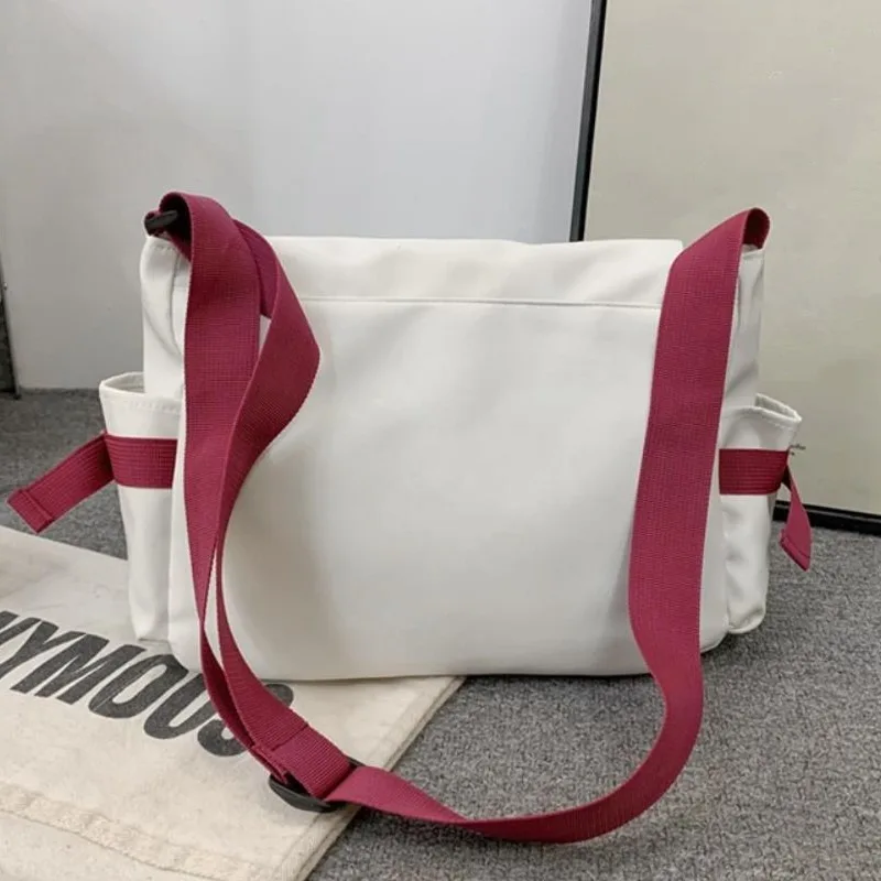 Men's Harajuku Shoulder Bags Waterproof Canvas Crossbody Bags Teen Boys School Messenger Bag