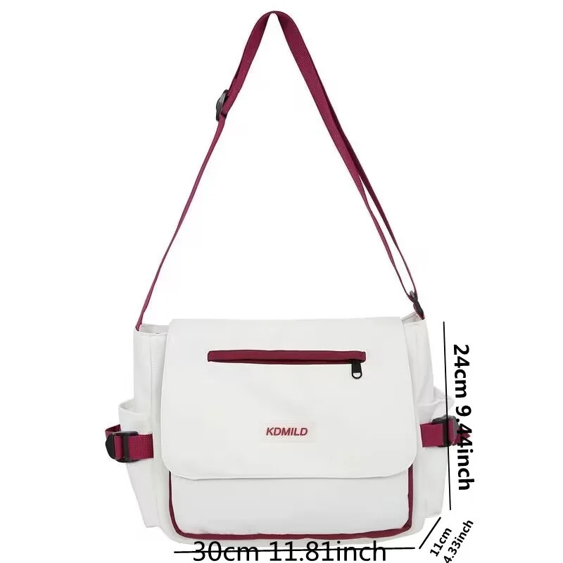 Men's Harajuku Shoulder Bags Waterproof Canvas Crossbody Bags Teen Boys School Messenger Bag