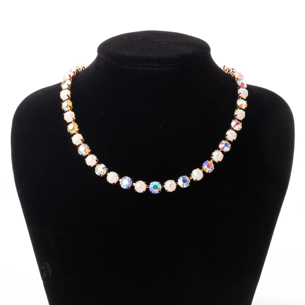 2023 New Design Zircon Necklace For Women Colorful Pearl and Crystal Choker Claw Setting Diamond Jewelry Gift
