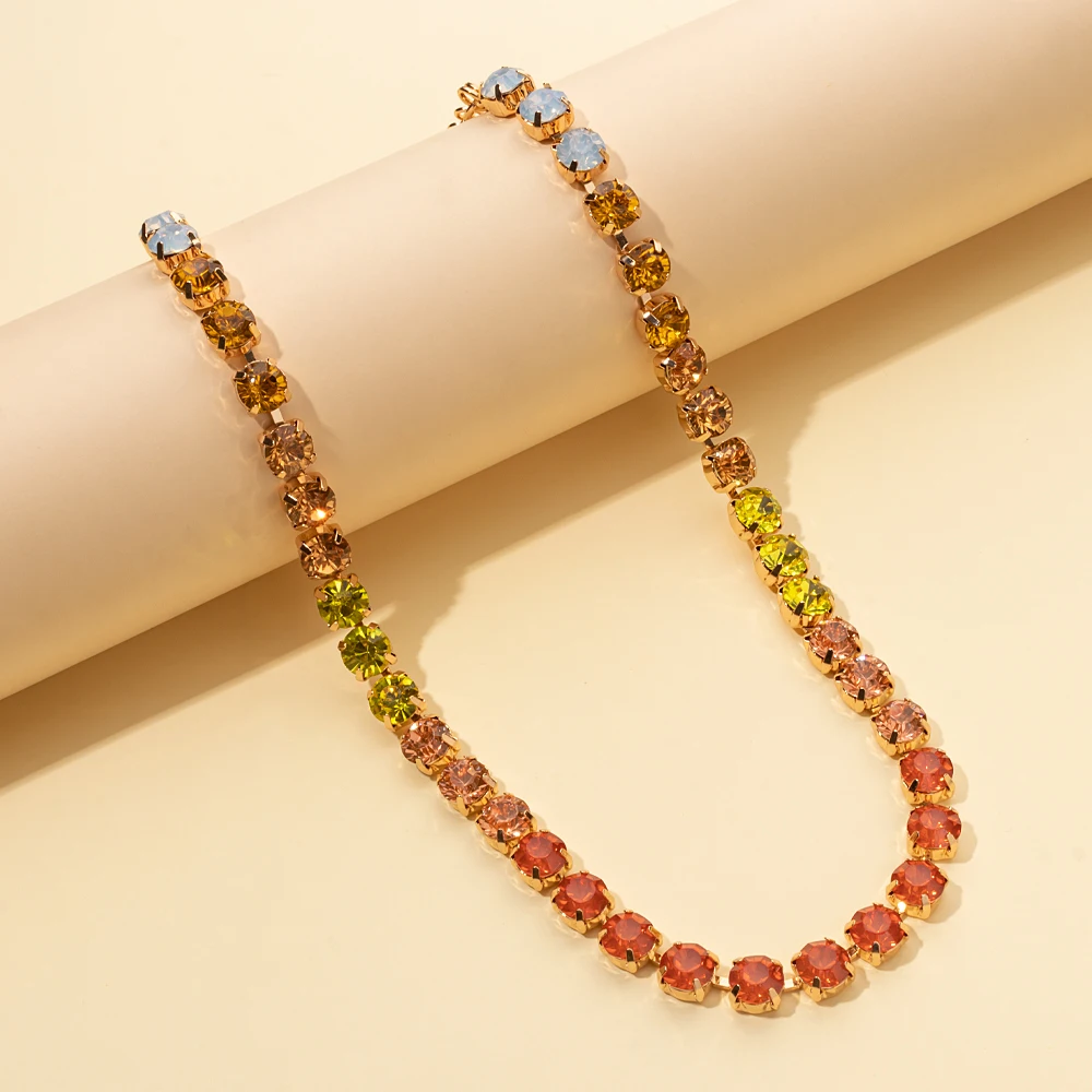 2023 New Design Zircon Necklace For Women Colorful Pearl and Crystal Choker Claw Setting Diamond Jewelry Gift