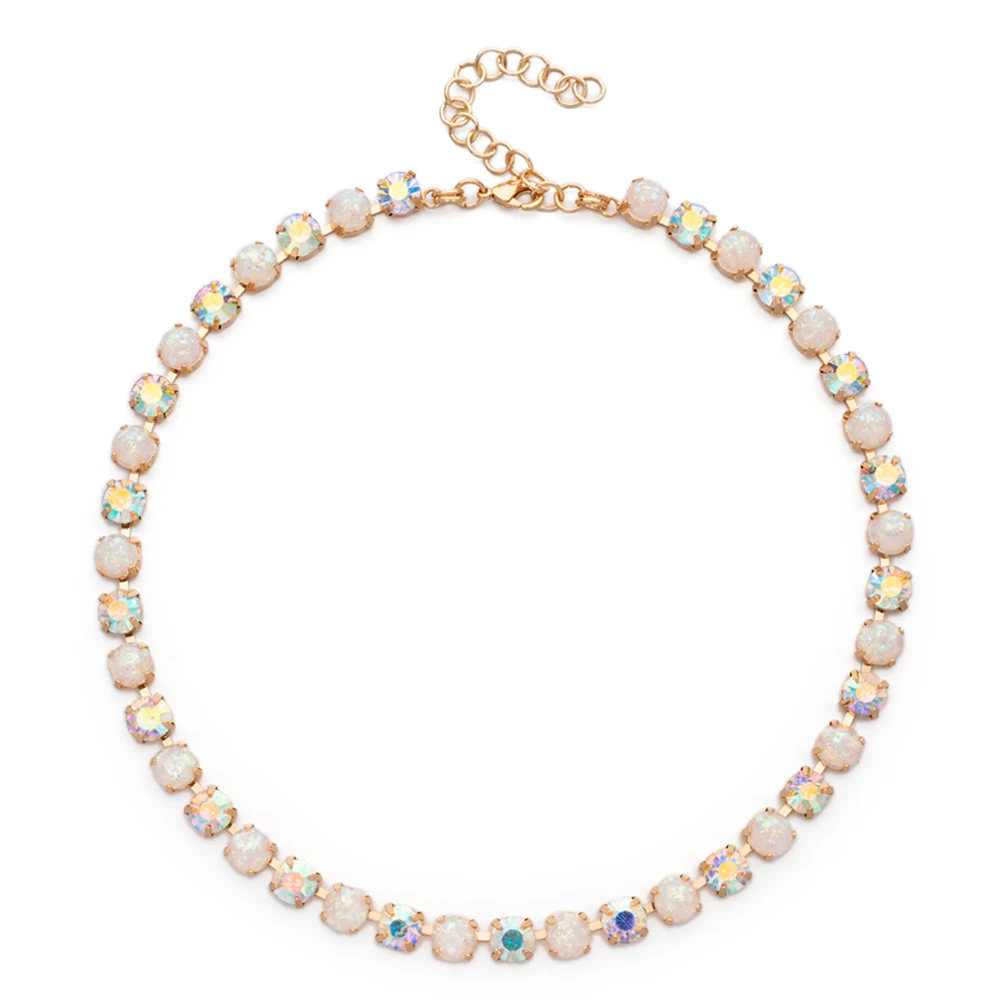 2023 New Design Zircon Necklace For Women Colorful Pearl and Crystal Choker Claw Setting Diamond Jewelry Gift