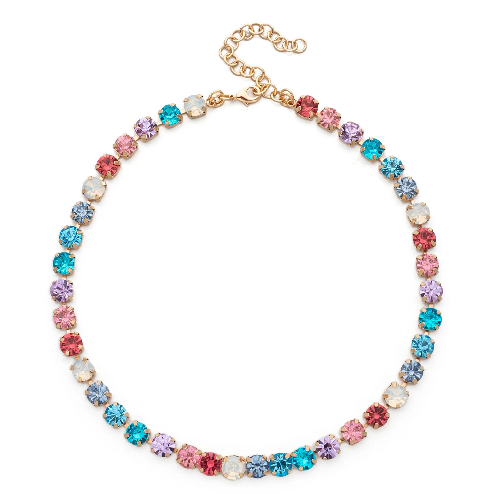 2023 New Design Zircon Necklace For Women Colorful Pearl and Crystal Choker Claw Setting Diamond Jewelry Gift