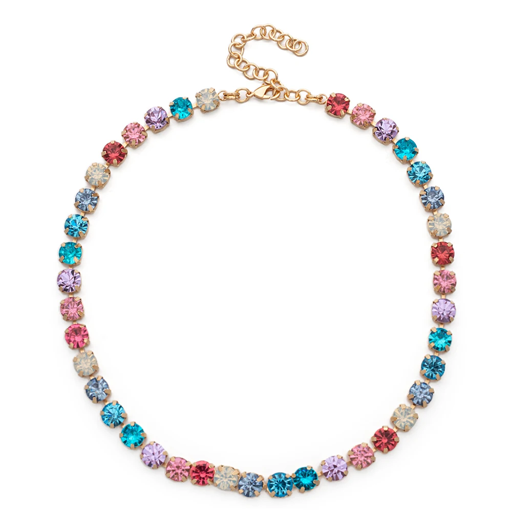 2023 New Design Zircon Necklace For Women Colorful Pearl and Crystal Choker Claw Setting Diamond Jewelry Gift