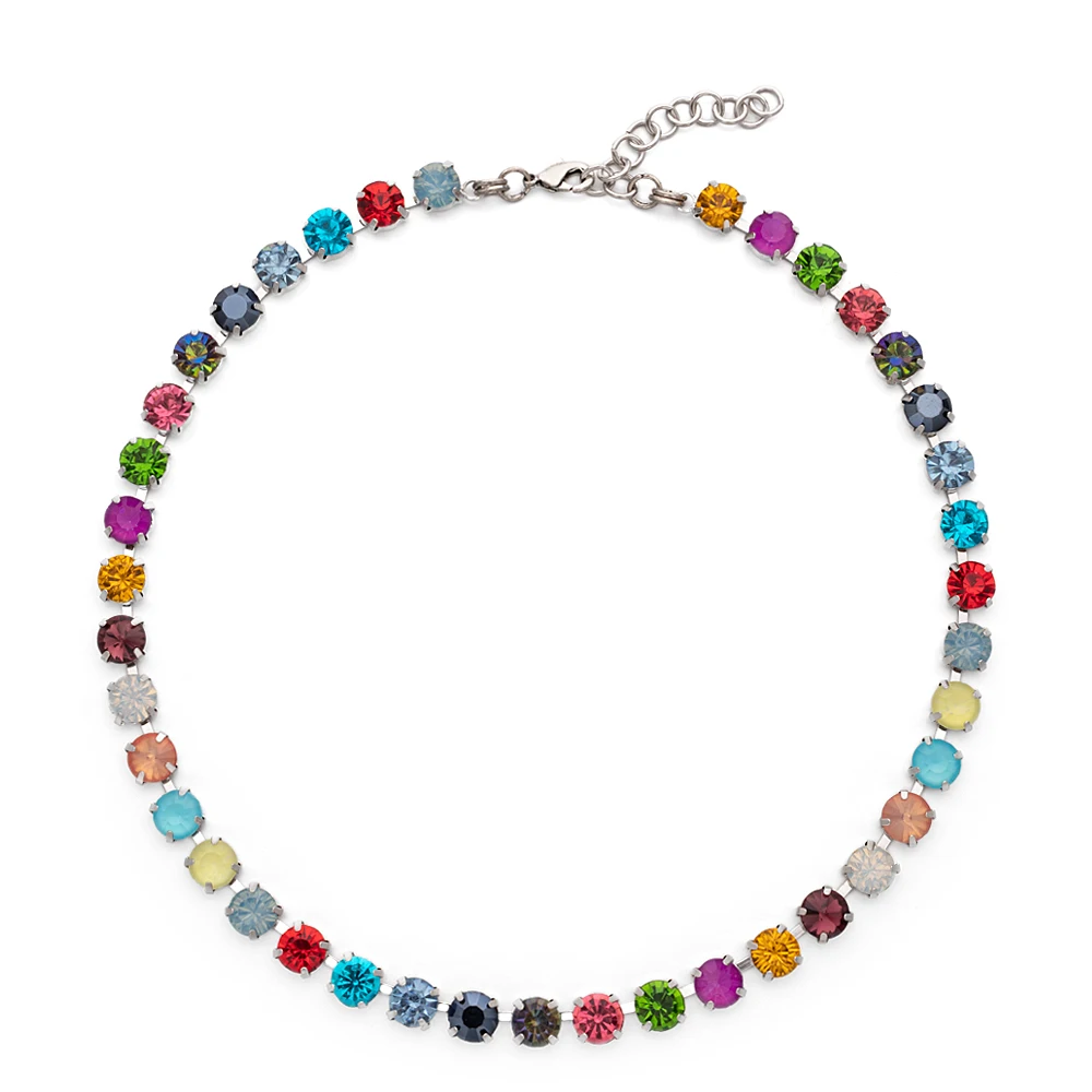 2023 New Design Zircon Necklace For Women Colorful Pearl and Crystal Choker Claw Setting Diamond Jewelry Gift