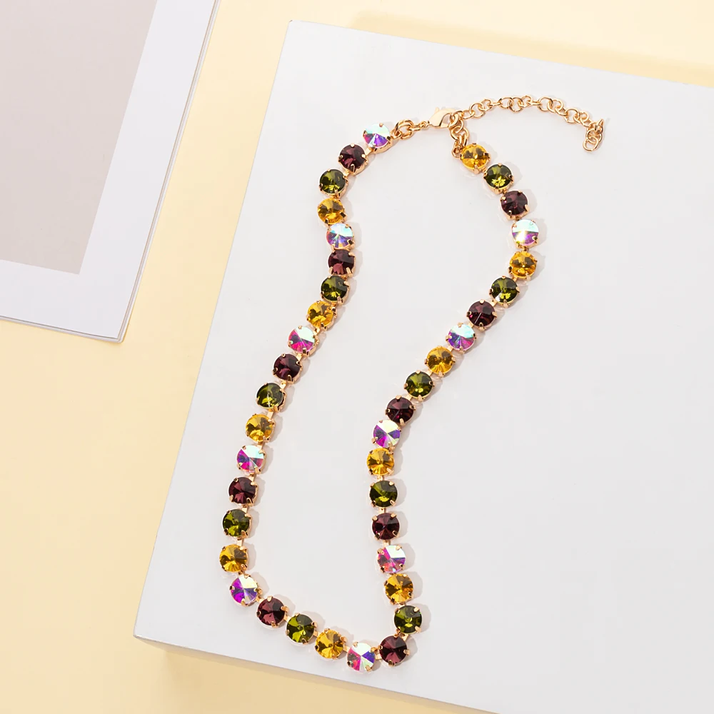 2023 New Design Zircon Necklace For Women Colorful Pearl and Crystal Choker Claw Setting Diamond Jewelry Gift