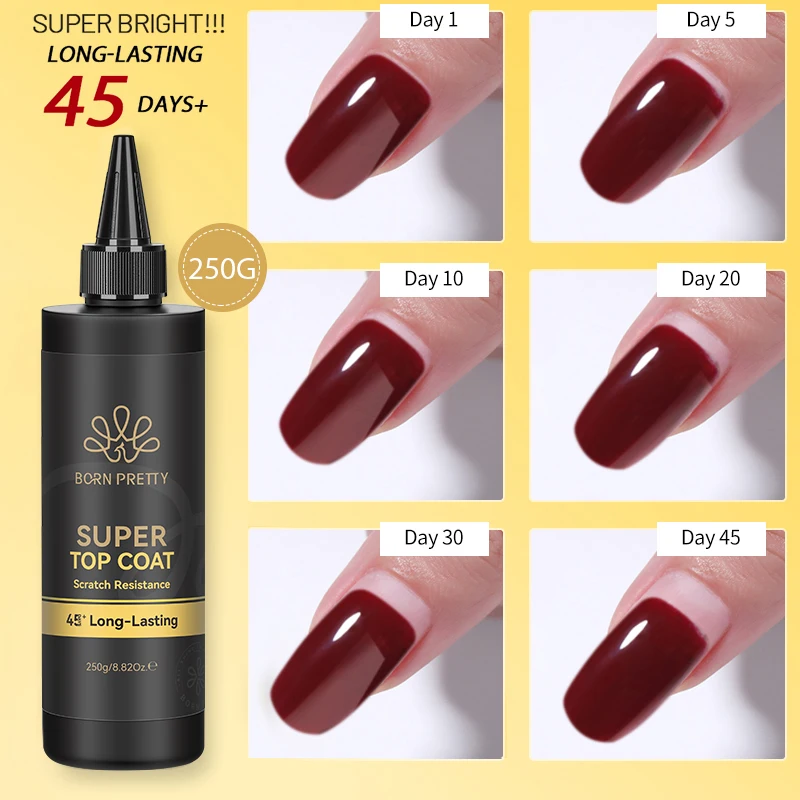 BORN PRETTY 250g 6 IN 1 Glue Gel Nail Polish Keep Nail C Arc Enhanced Nail Art Thickness Rubber Base Gel Super Bright Top Coat