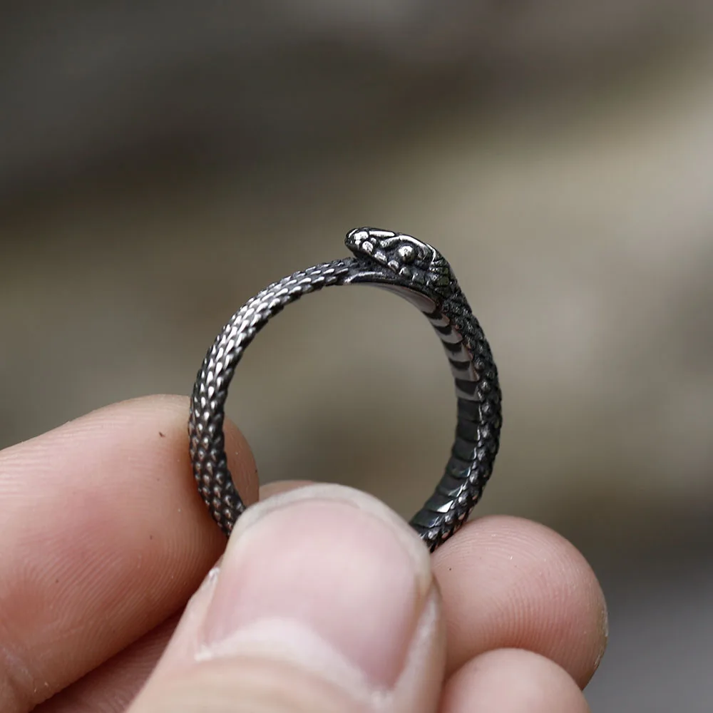 2023 NEW Men's 316L stainless-steel rings Viking Snake head animal Amulet RING for teens fashion Jewelry Gifts free shipping
