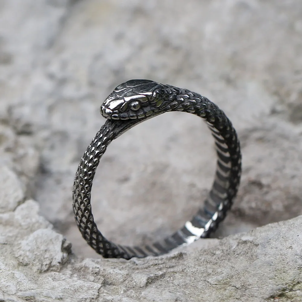 2023 NEW Men's 316L stainless-steel rings Viking Snake head animal Amulet RING for teens fashion Jewelry Gifts free shipping