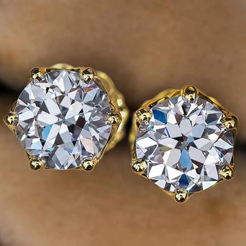 JoyceJelly 1/2/4CT D Color Moissanite Diamond Stud Earrings S925 Sterling Silver Plated 18K Gold Ear-studs Luxury Fine Jewelry