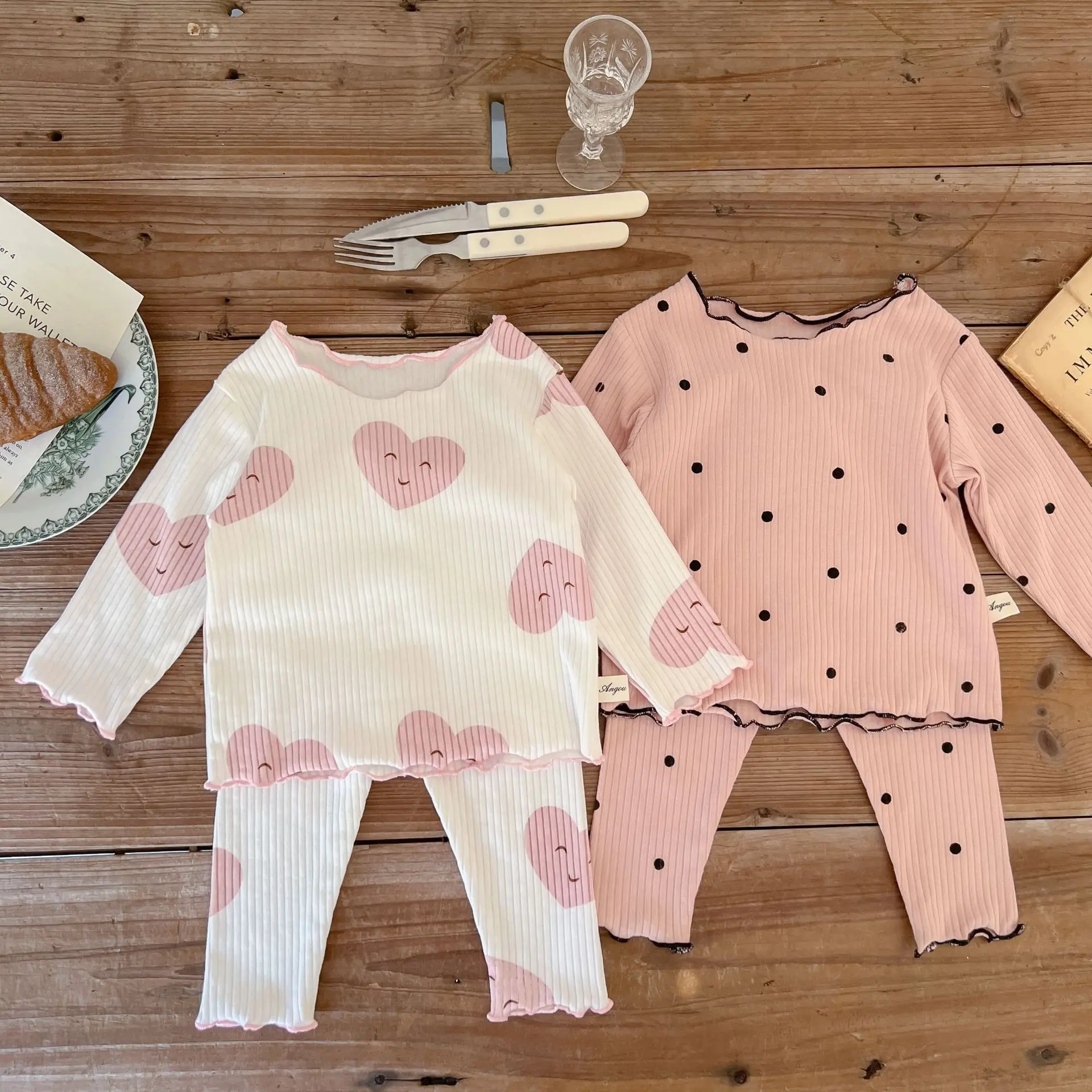 2psc Spring And Autumn Newborn Infant Baby Girls Suit Cartoon Long Sleeved Thread Cotton Kids Fashion Baby Clothing