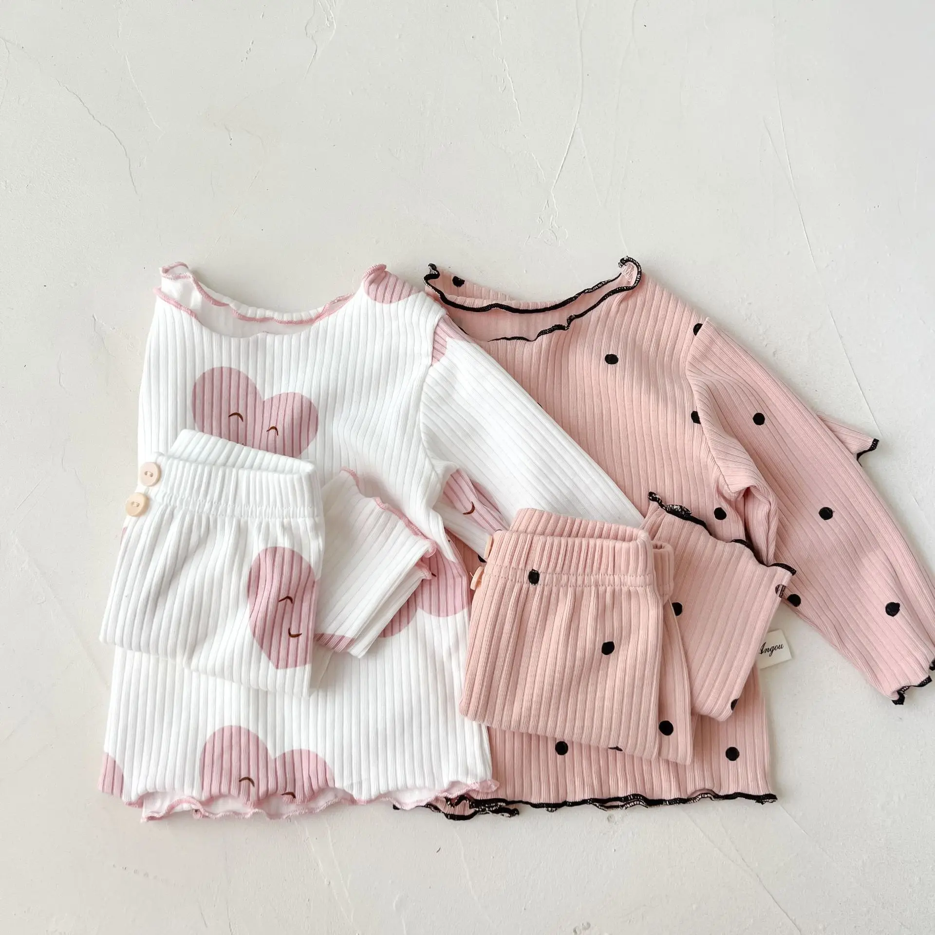 2psc Spring And Autumn Newborn Infant Baby Girls Suit Cartoon Long Sleeved Thread Cotton Kids Fashion Baby Clothing