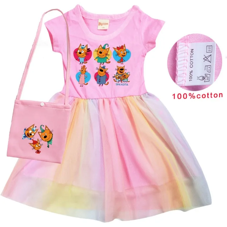 Russian Cartoon Happy Cats TpnkoTa Costume Kids Anime Three Little Kittens Clothes Kid-e-cats Dress Girls Summer Casual Dresses
