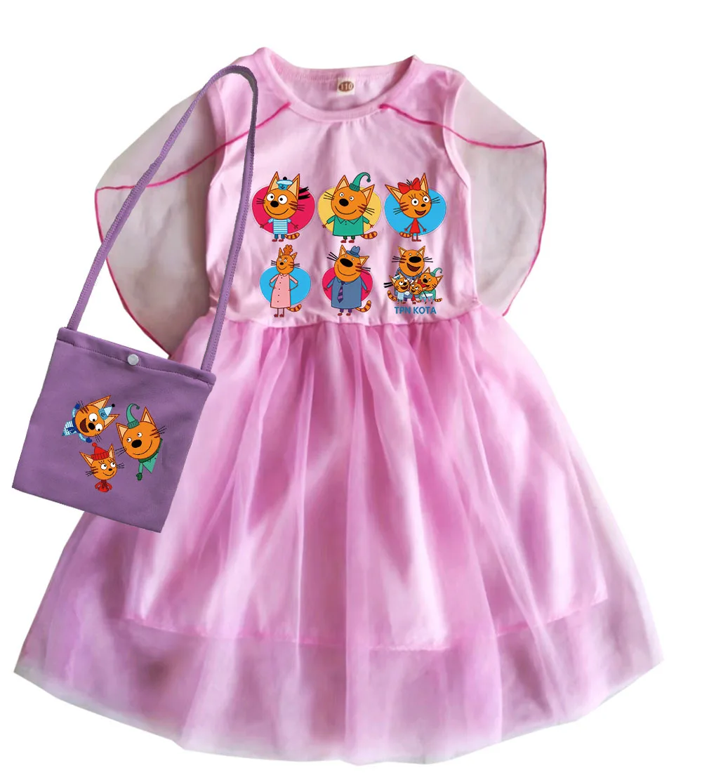 Russian Cartoon Happy Cats TpnkoTa Costume Kids Anime Three Little Kittens Clothes Kid-e-cats Dress Girls Summer Casual Dresses