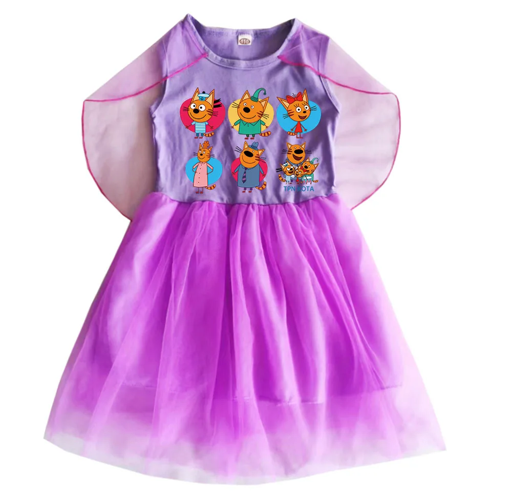 Russian Cartoon Happy Cats TpnkoTa Costume Kids Anime Three Little Kittens Clothes Kid-e-cats Dress Girls Summer Casual Dresses