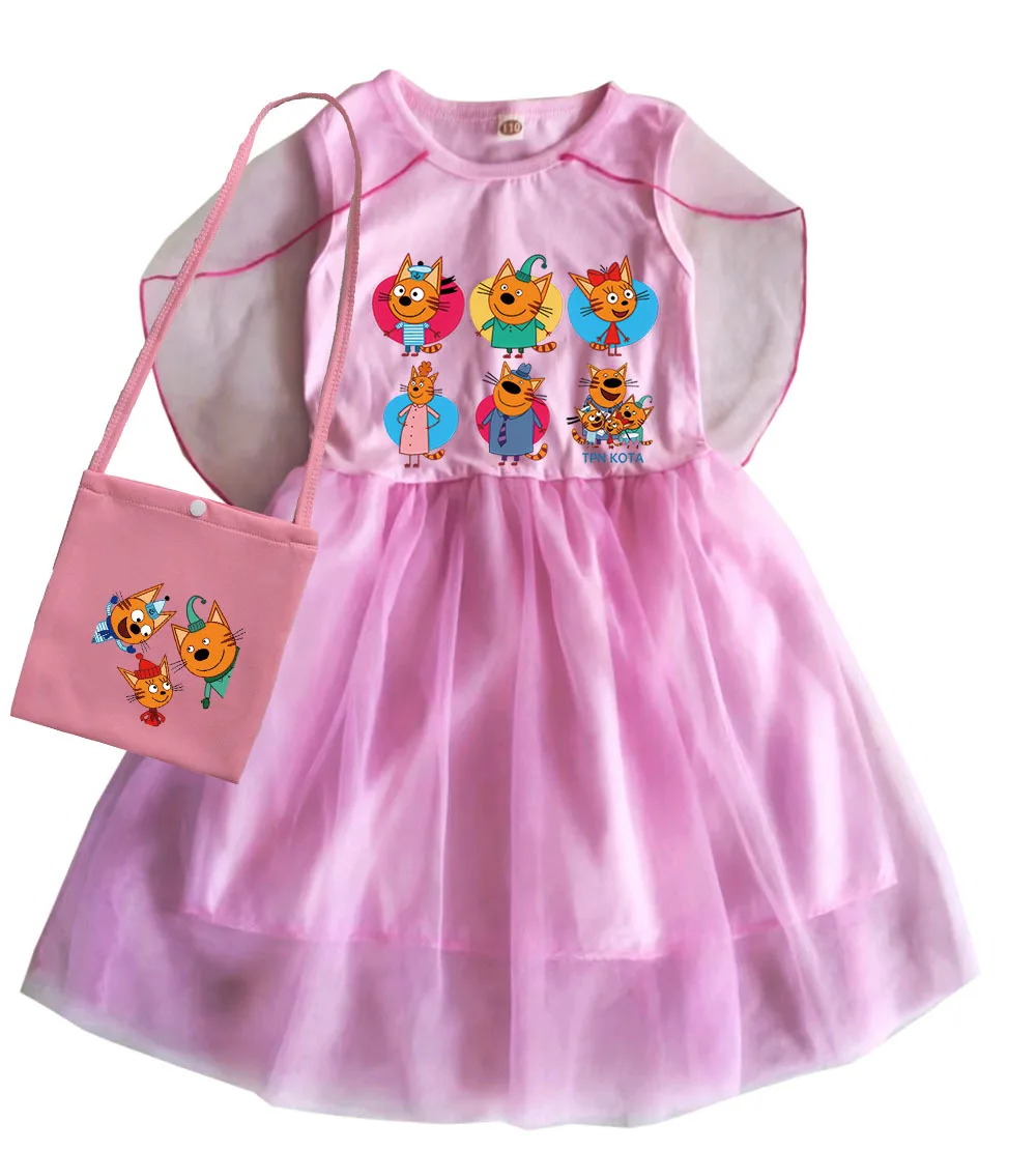 Russian Cartoon Happy Cats TpnkoTa Costume Kids Anime Three Little Kittens Clothes Kid-e-cats Dress Girls Summer Casual Dresses