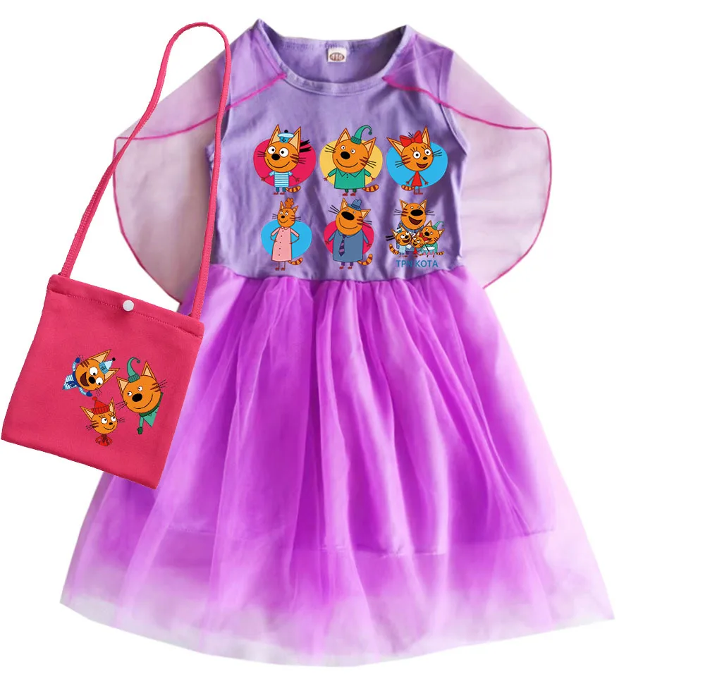 Russian Cartoon Happy Cats TpnkoTa Costume Kids Anime Three Little Kittens Clothes Kid-e-cats Dress Girls Summer Casual Dresses