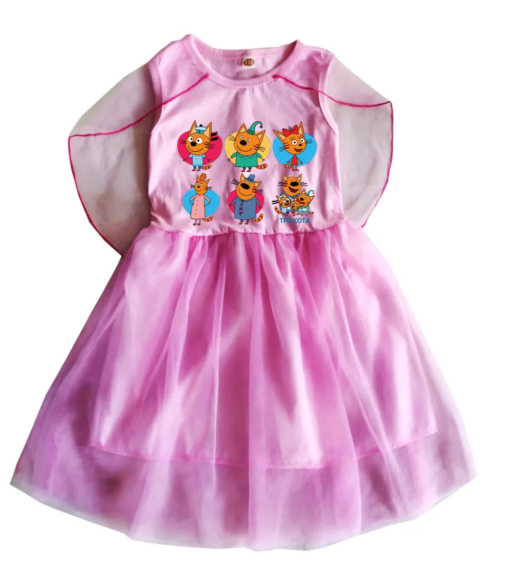 Russian Cartoon Happy Cats TpnkoTa Costume Kids Anime Three Little Kittens Clothes Kid-e-cats Dress Girls Summer Casual Dresses