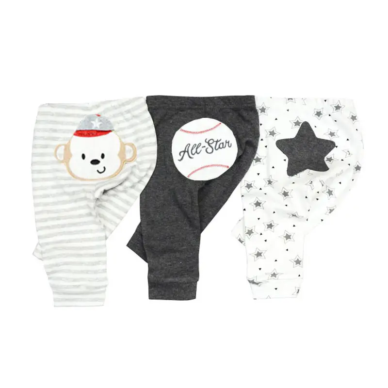 Kiddiezoom 3 Pcs/Lot Fashion Cartoon 100%Cotton Baby Boy Girl Pants Soft Baby Trousers
