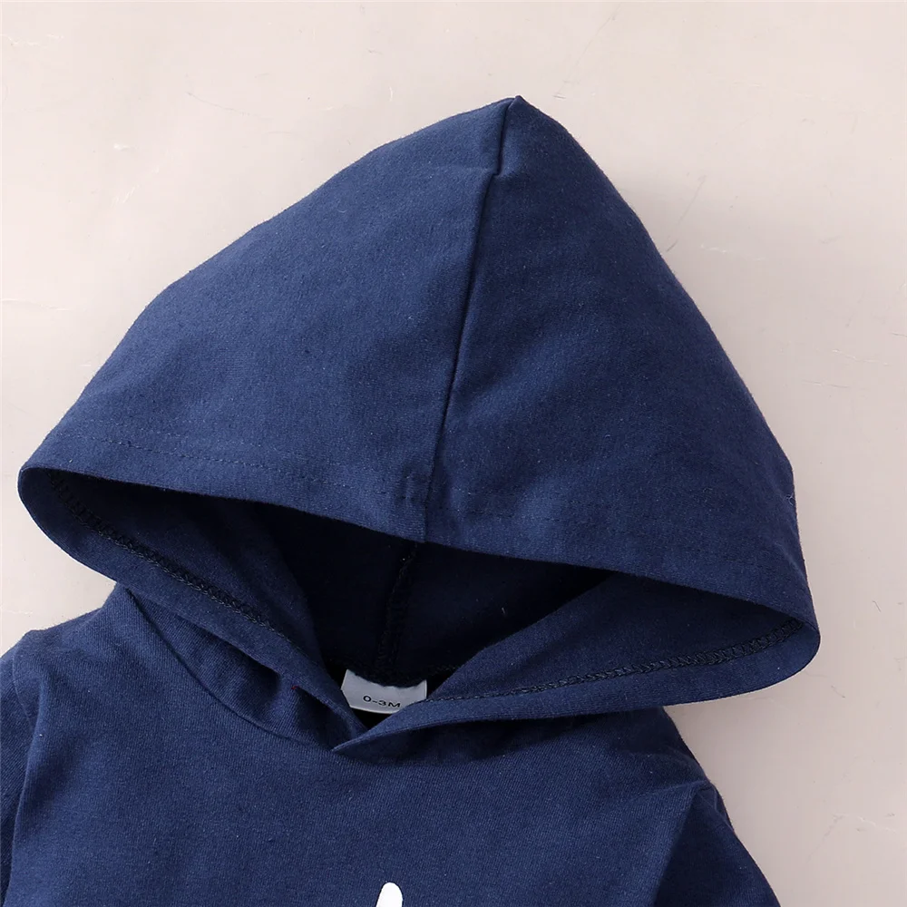 3-24 Months Newborn Baby Boy Clothing Suit Long Sleeve Hooded Romper+Pants Spring&Autumn Sports Style Toddler boy 2PCS Clothes