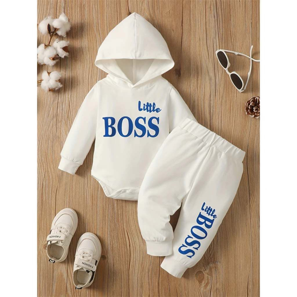 3-24 Months Newborn Baby Boy Clothing Suit Long Sleeve Hooded Romper+Pants Spring&Autumn Sports Style Toddler boy 2PCS Clothes