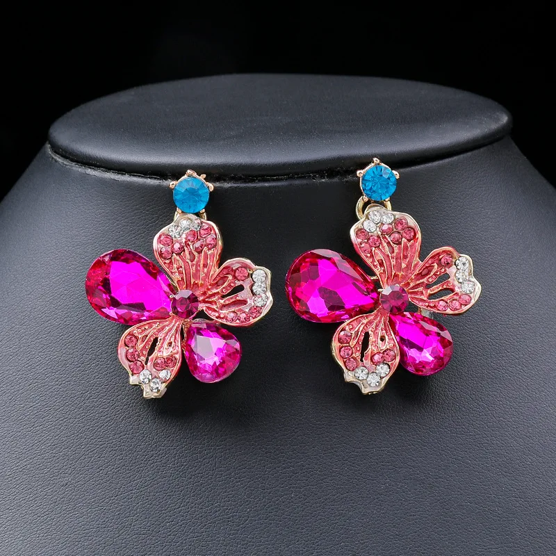 KMVEXO Bridal Bridesmaid Austrian Crystal Rhinestone Jewelry Sets Statement Choker Necklace Earrings Sets for Wedding Party Prom