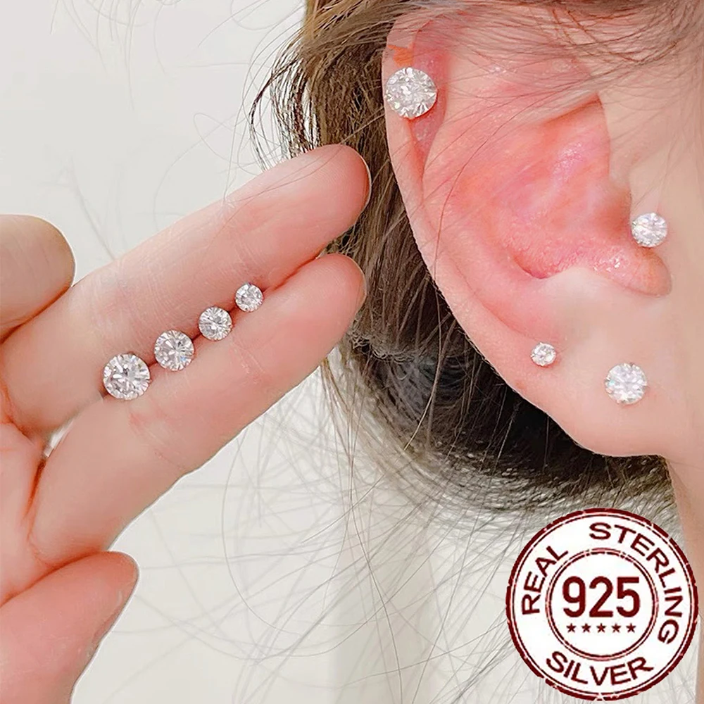 CWWZircons Genuine 100% Sterling Silver 925 Jewelry Certificate Brilliant Round CZ 0.8ct Stud Earrings for Women Girl Gift SE013