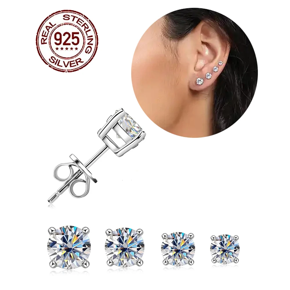 CWWZircons Genuine 100% Sterling Silver 925 Jewelry Certificate Brilliant Round CZ 0.8ct Stud Earrings for Women Girl Gift SE013