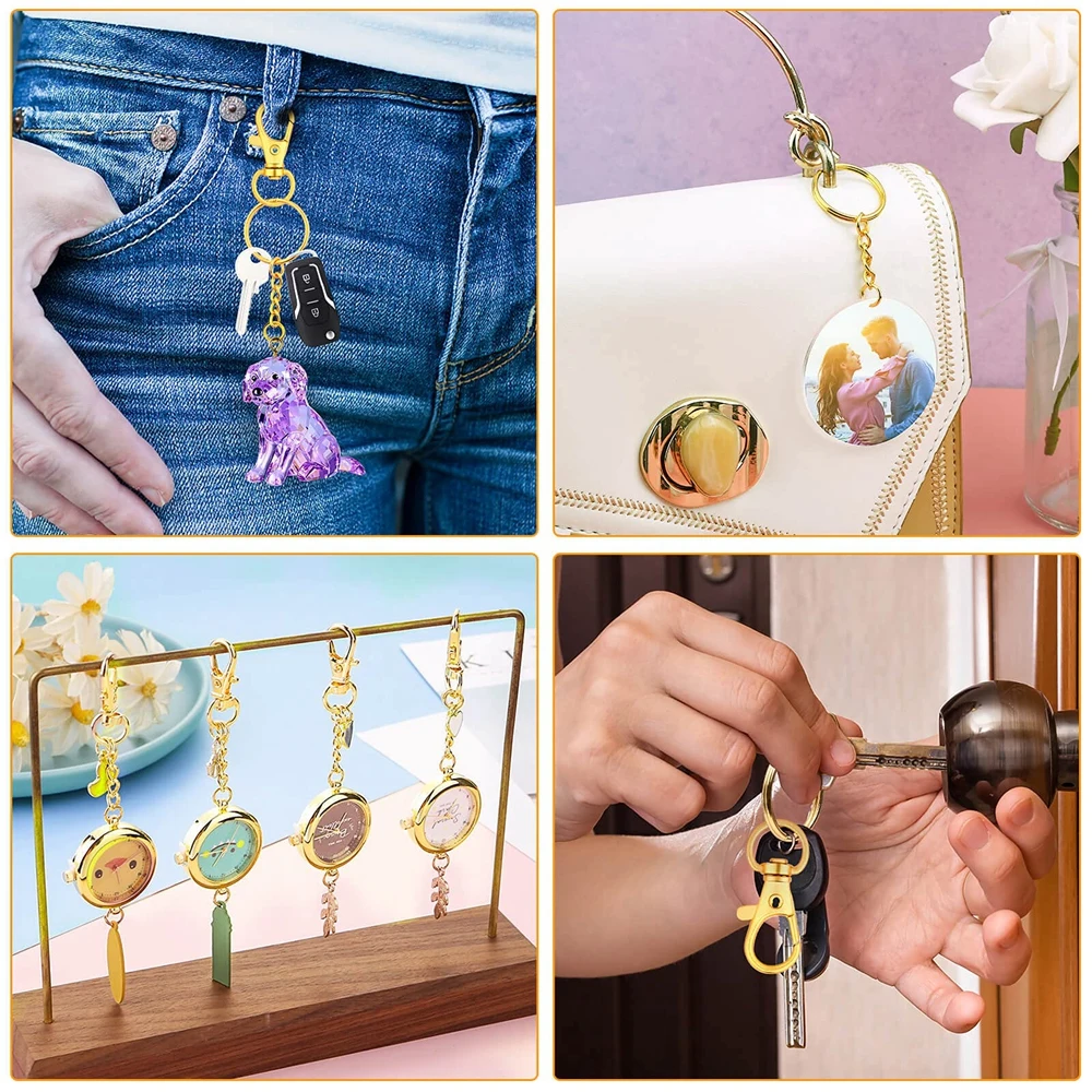 180PCS Key Chain Rings Pendants Keychain Hardware Key Hooks with Key Rings and Jump Ring DIY Crafts Keychain Making Supplies