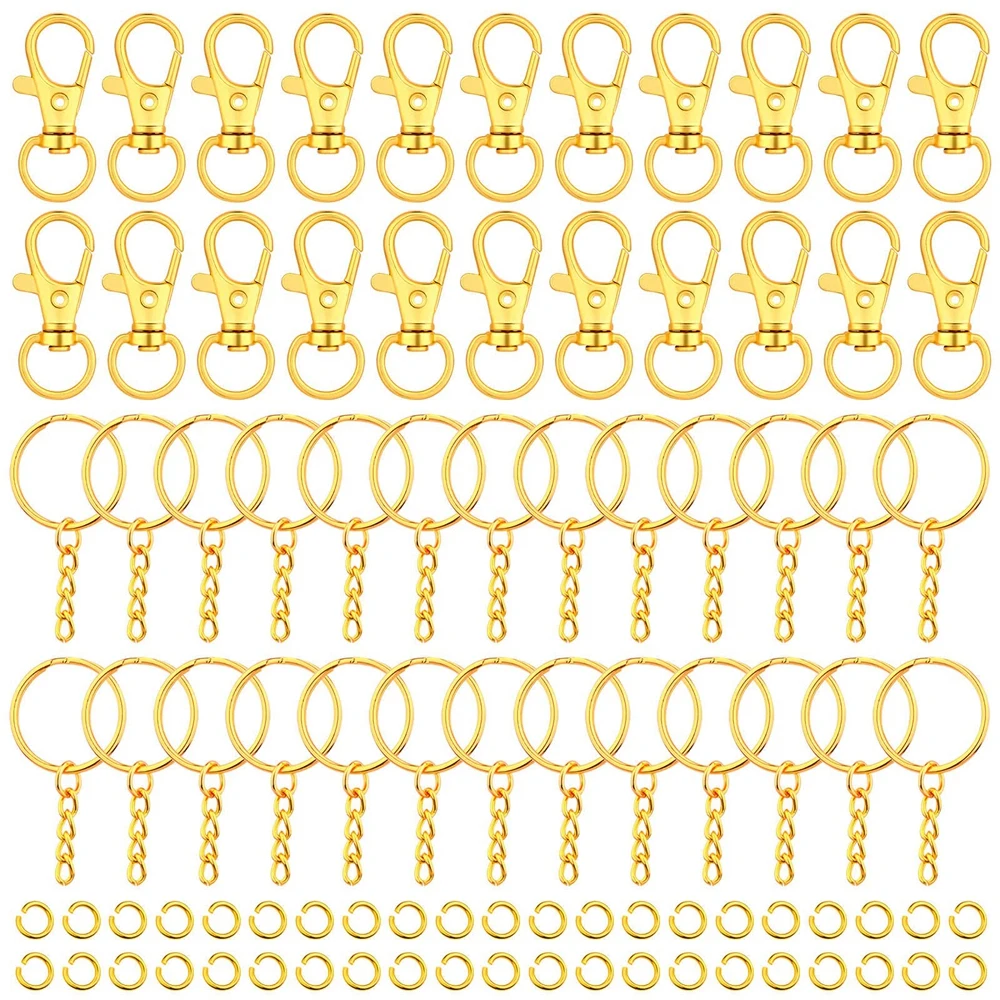 180PCS Key Chain Rings Pendants Keychain Hardware Key Hooks with Key Rings and Jump Ring DIY Crafts Keychain Making Supplies