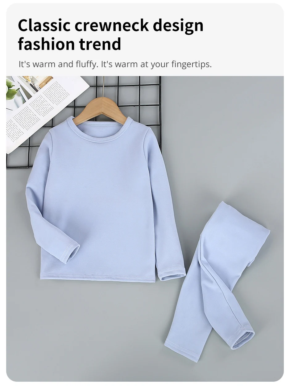 2-Piece Children's Thermal Underwear Suit Boys' Autumn Clothes And Trousers Padded Cotton Sweater Girls' Casual Joker Home Cloth