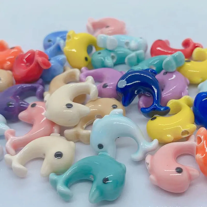 10pcs Dolphin Ceramic Beads for DIY Jewelry Making - Create Unique Bracelets Necklaces Earrings