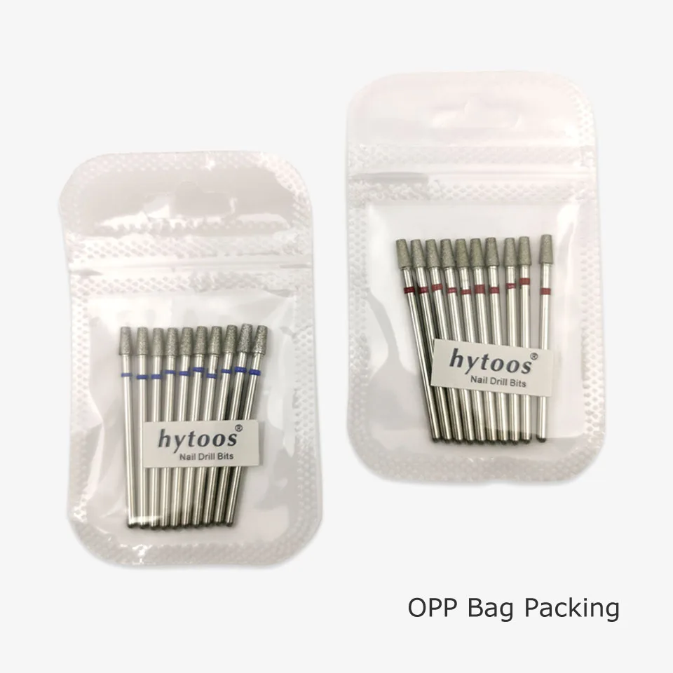 HYTOOS 10pcs/pack Short Tapered Diamond Nail Drill Bits 3/32 Manicure Drills Cuticle Burr Nails Accessories Tools