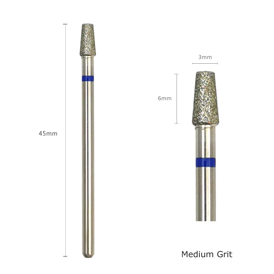 HYTOOS 10pcs/pack Short Tapered Diamond Nail Drill Bits 3/32 Manicure Drills Cuticle Burr Nails Accessories Tools