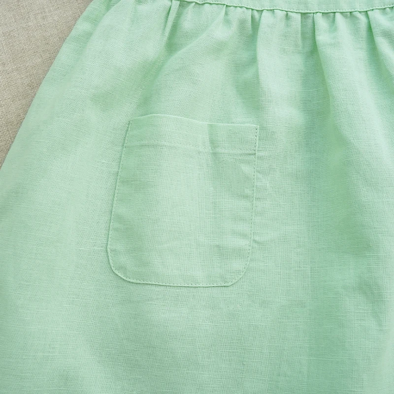 Girls' Cotton And Linen Sleeveless Suspender Dress With Adjustable Shoulder Straps Summer New Casual Pocket Kids Dresses TZ77