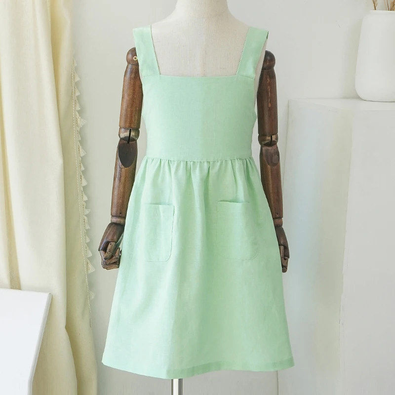 Girls' Cotton And Linen Sleeveless Suspender Dress With Adjustable Shoulder Straps Summer New Casual Pocket Kids Dresses TZ77
