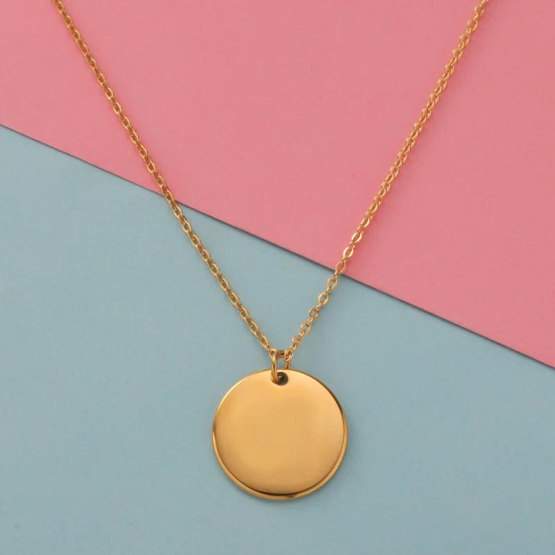 Fnixtar 10pcs Stainless Steel Necklace Round Disc Circle Pendant 6-30mm For Women Adjustable Clavicle Necklace Wedding Jewelry