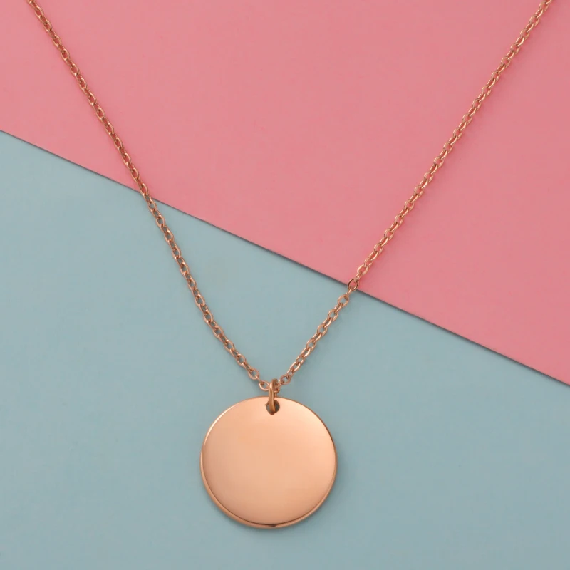 Fnixtar 10pcs Stainless Steel Necklace Round Disc Circle Pendant 6-30mm For Women Adjustable Clavicle Necklace Wedding Jewelry