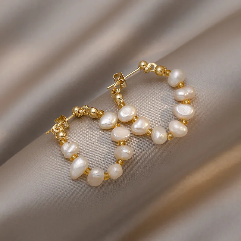 Personality Fashion 14k Gold Filled Natural Freshwater Pearl Ladies Tassels Stud Earrings Jewelry For Women Anti Allergy