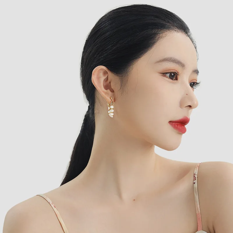 Personality Fashion 14k Gold Filled Natural Freshwater Pearl Ladies Tassels Stud Earrings Jewelry For Women Anti Allergy