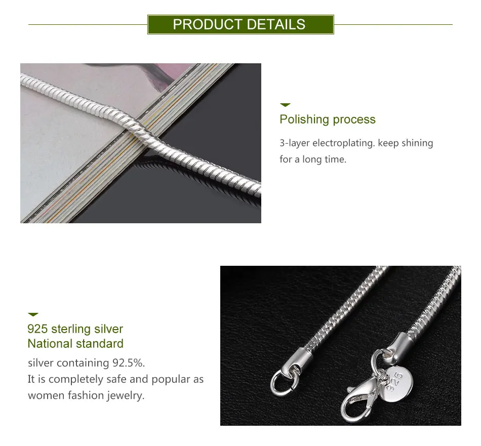 ZDADAN 925 Sterling Silver 1MM 2MM 3MM Snake Chain Necklace For Men Women Fashion Wedding Party Jewelry Gift Wholesale