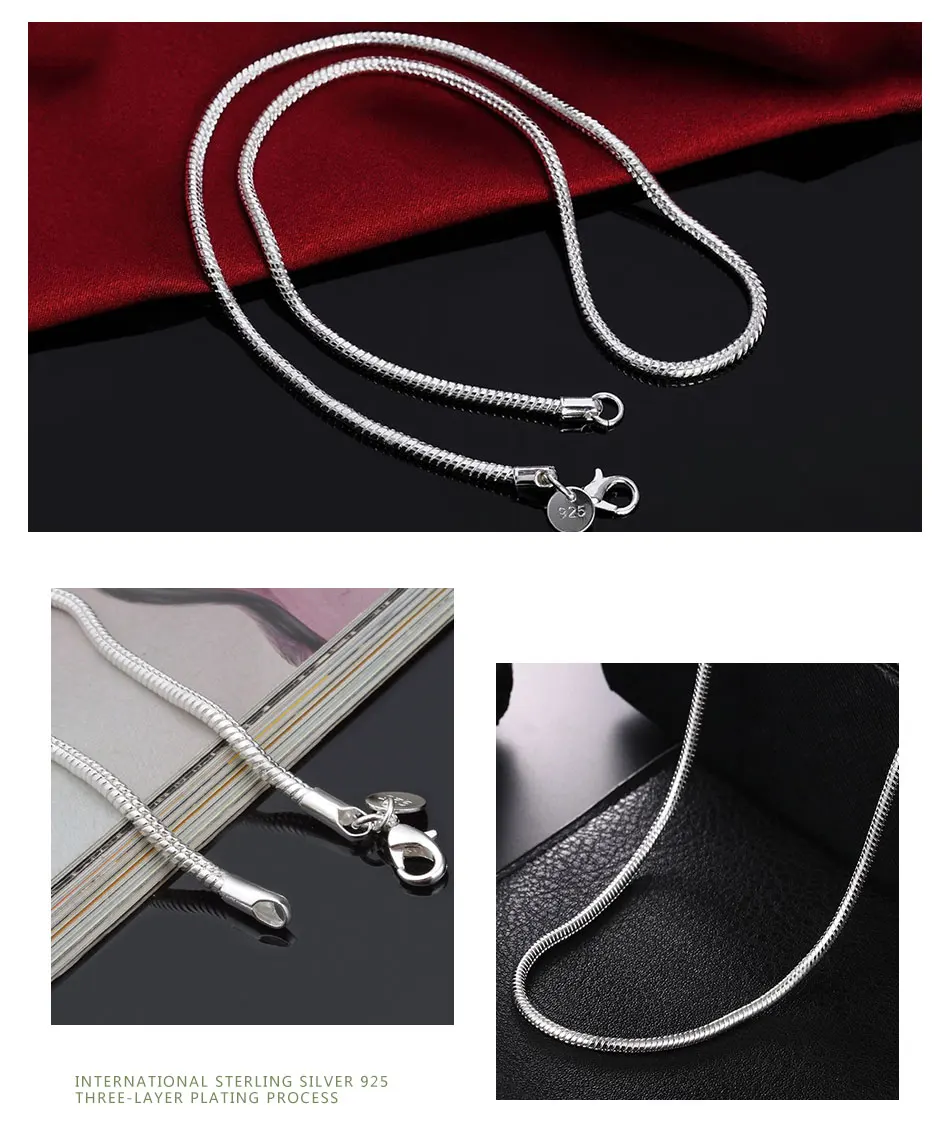 ZDADAN 925 Sterling Silver 1MM 2MM 3MM Snake Chain Necklace For Men Women Fashion Wedding Party Jewelry Gift Wholesale