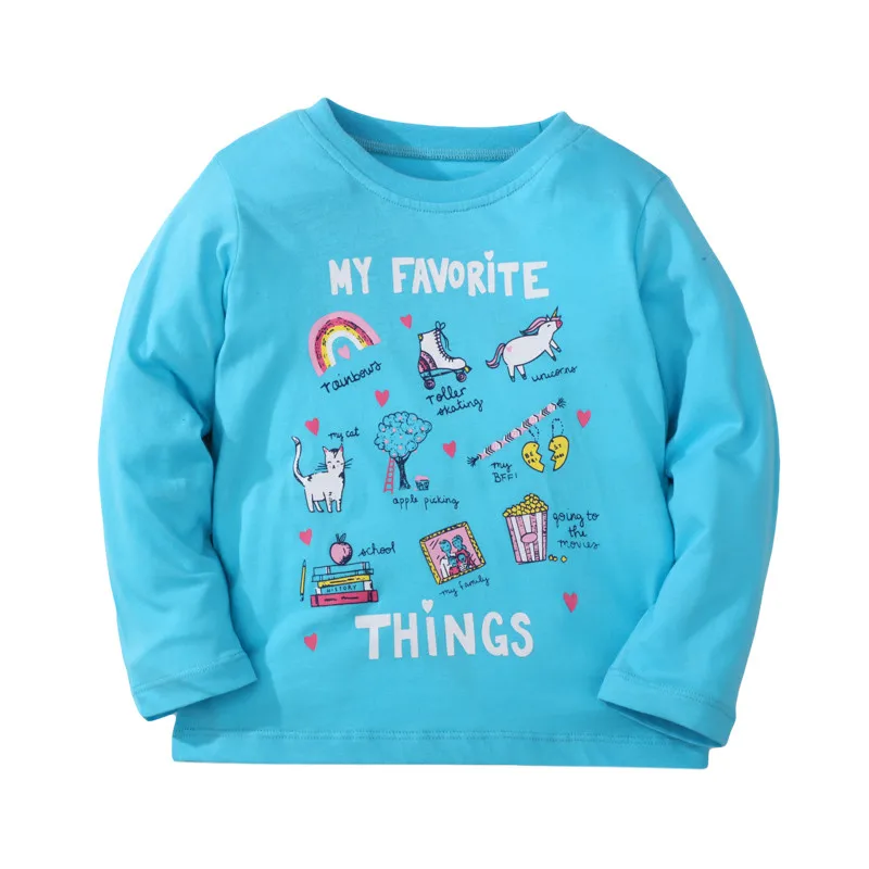 Jumping Meters New Arrival Autumn Spring Dinosaur Embroidery Hot Selling Toddler Kids Tees Tops Fashion Baby Girls Costume