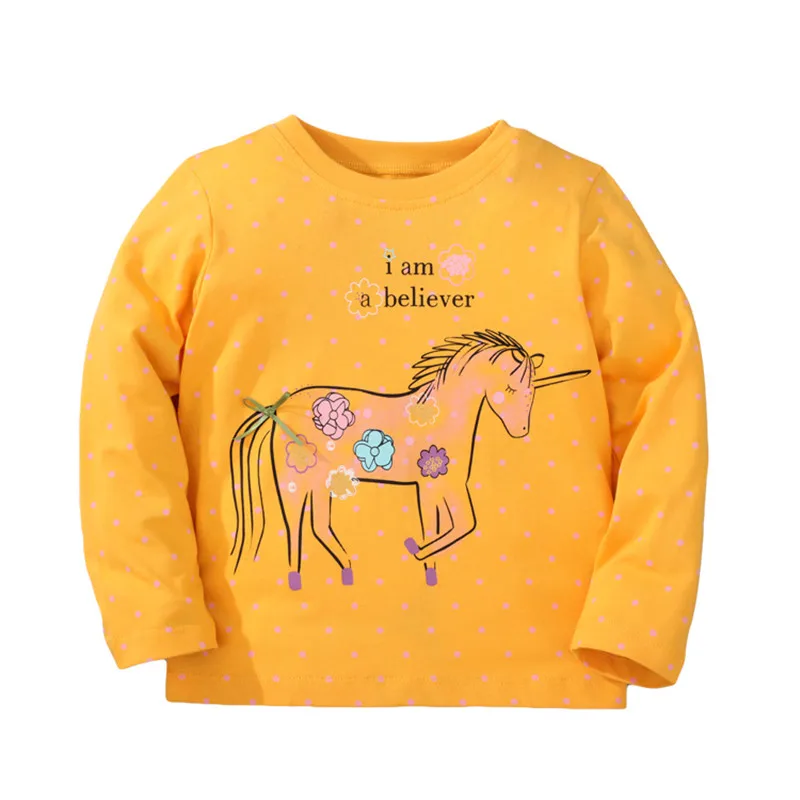 Jumping Meters New Arrival Autumn Spring Dinosaur Embroidery Hot Selling Toddler Kids Tees Tops Fashion Baby Girls Costume