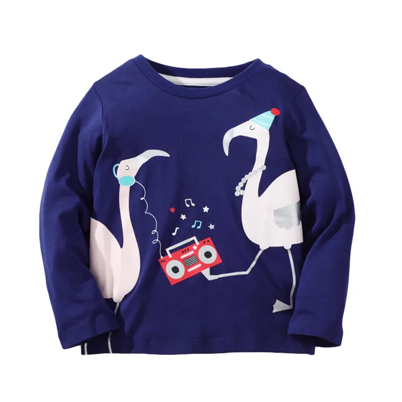 Jumping Meters New Arrival Autumn Spring Dinosaur Embroidery Hot Selling Toddler Kids Tees Tops Fashion Baby Girls Costume