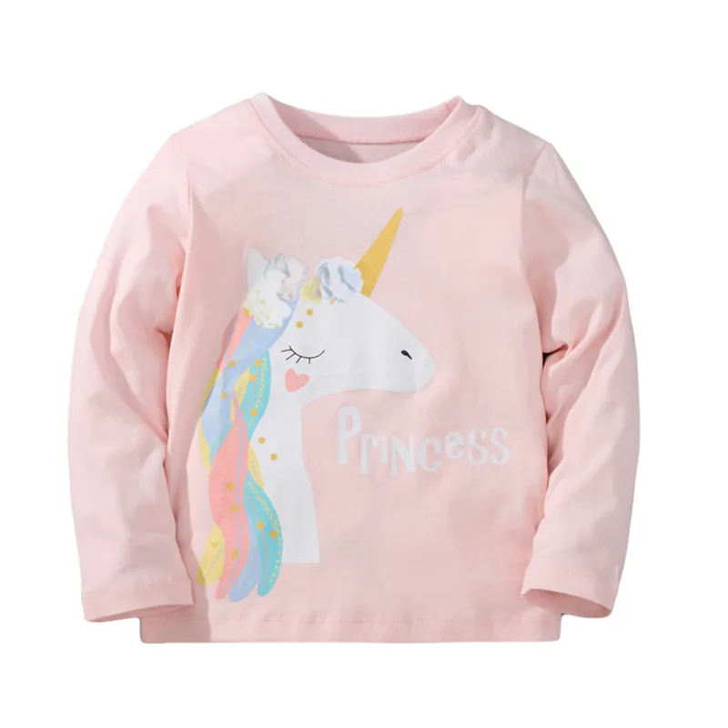 Jumping Meters New Arrival Autumn Spring Dinosaur Embroidery Hot Selling Toddler Kids Tees Tops Fashion Baby Girls Costume