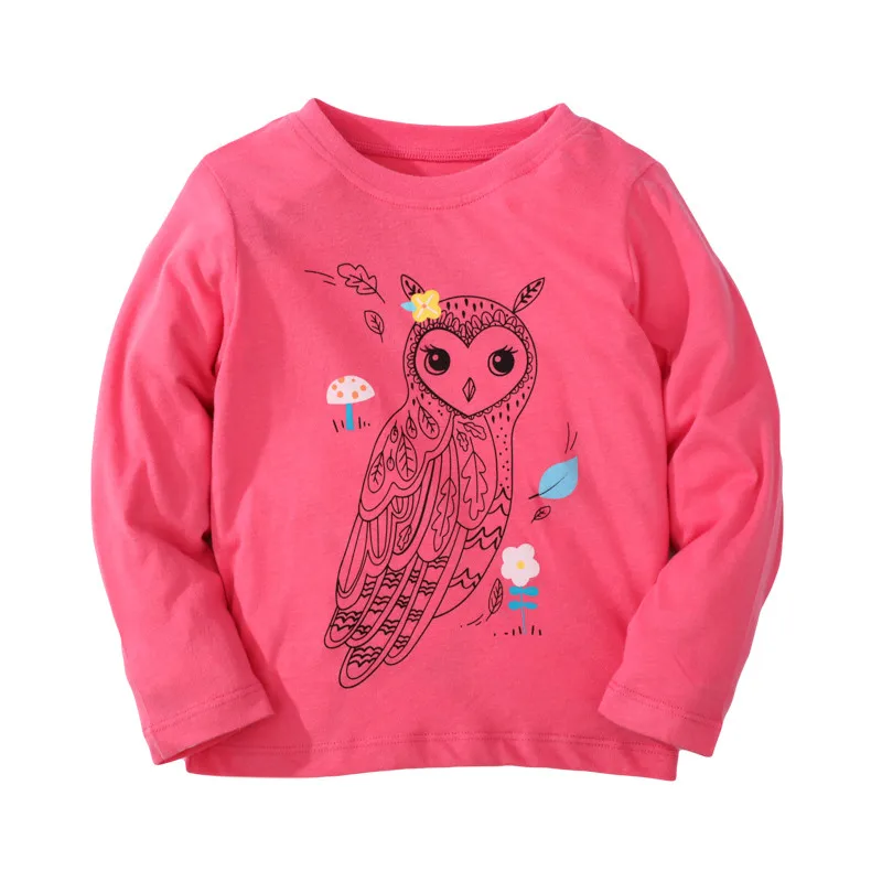 Jumping Meters New Arrival Autumn Spring Dinosaur Embroidery Hot Selling Toddler Kids Tees Tops Fashion Baby Girls Costume