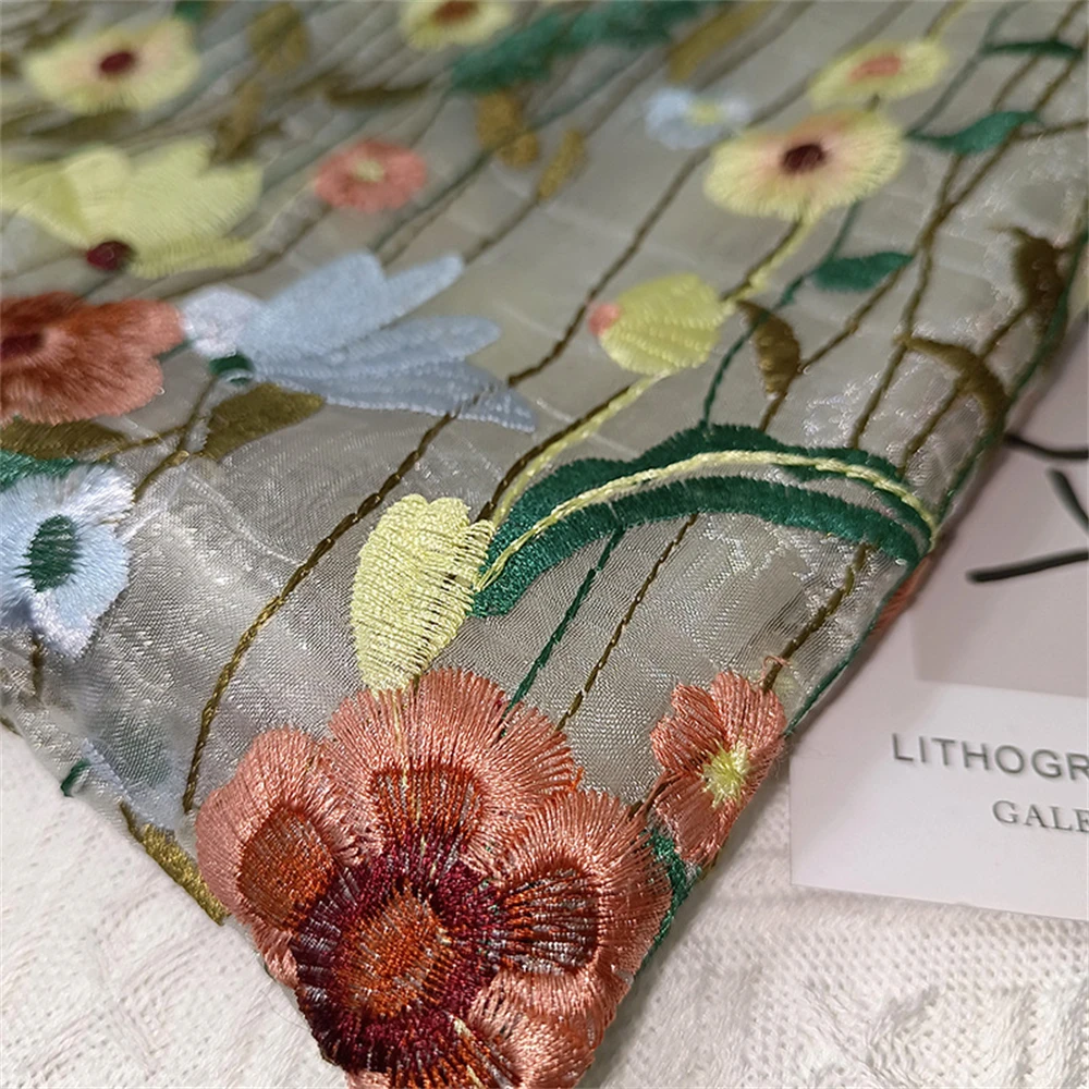 Fashion Tote Bag Summer New Style Mesh Full Embroidery Flowers Clear Shoulder Bag Romantic Handbag Girl Women's Eco Shopping Bag