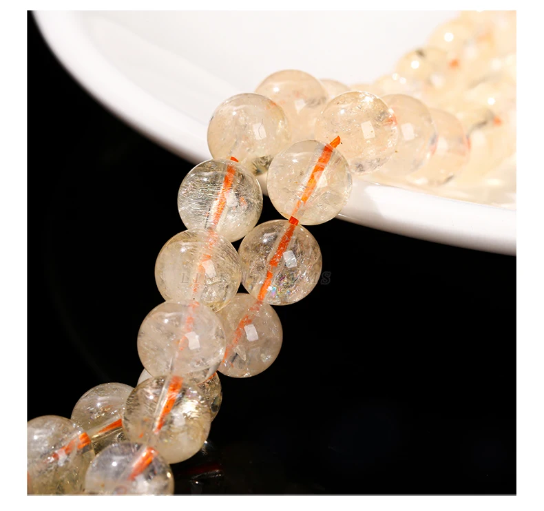 Natural Citrines Stone Round Loose Spacer Yellow Crystal Healing Bead For Jewelry Making Diy Necklace Earring Bracelet Accessory