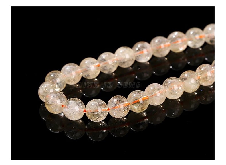 Natural Citrines Stone Round Loose Spacer Yellow Crystal Healing Bead For Jewelry Making Diy Necklace Earring Bracelet Accessory