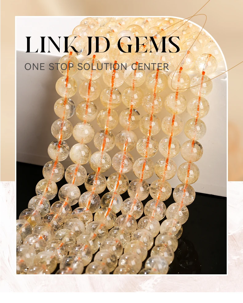 Natural Citrines Stone Round Loose Spacer Yellow Crystal Healing Bead For Jewelry Making Diy Necklace Earring Bracelet Accessory